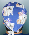 Puppy Pitbulls on Navy Blue Unisex Animal Scrub Cap