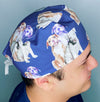Puppy Pitbulls on Navy Blue Unisex Animal Scrub Cap