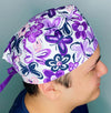 Purple Watercolor Flowers & Butterflies Unisex Animal Scrub Cap