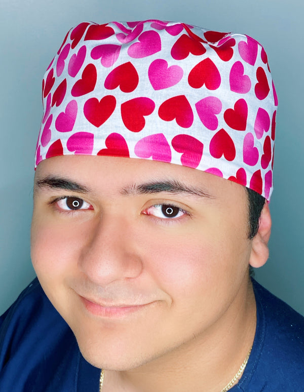 Ombre Hearts on White Valentine's Day Unisex Holiday Scrub Cap