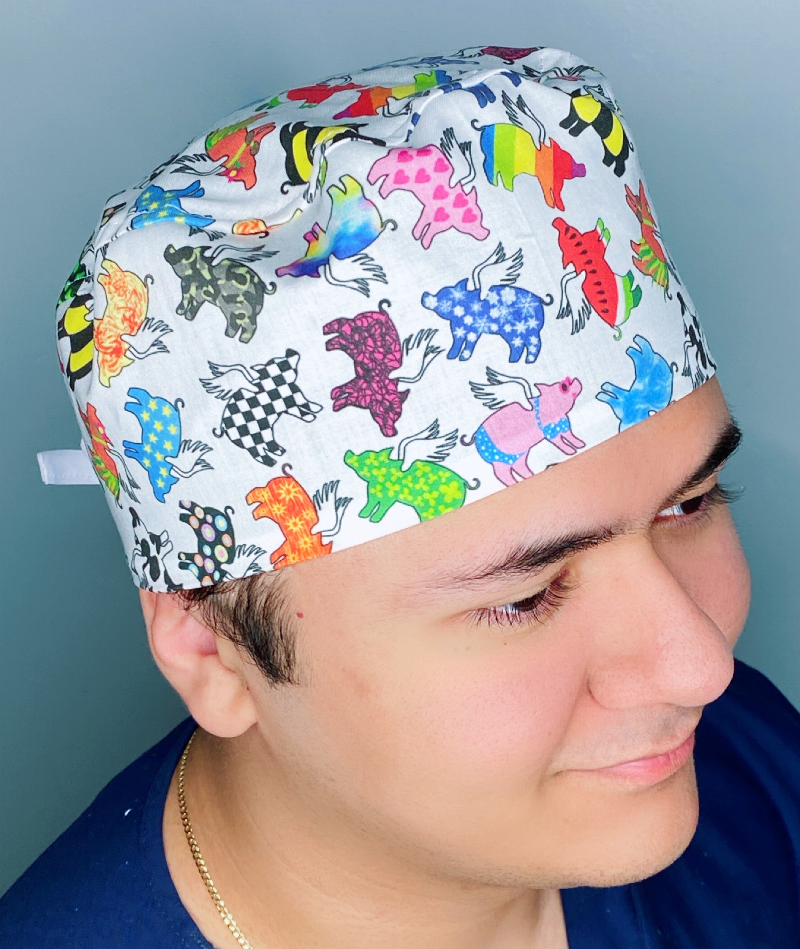 Different Flags Colorful Pigs Flying Unisex Animal Scrub Cap