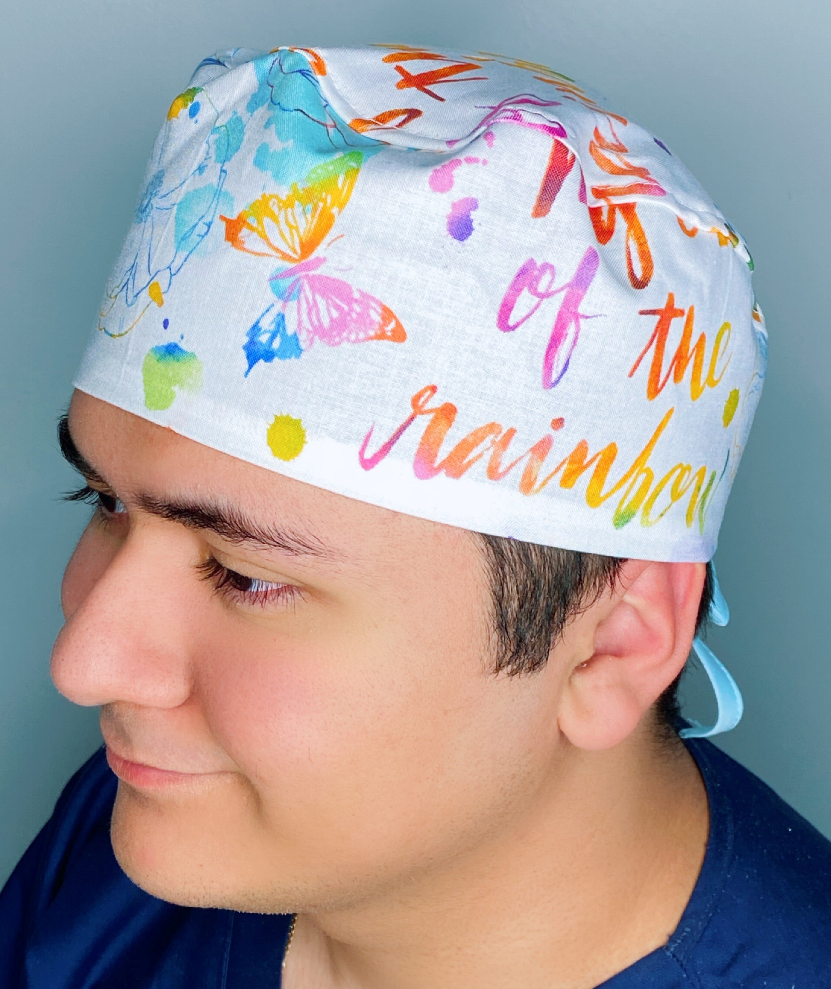 The Rainbow Watercolor Flowers & Butterflies Floral Design Unisex Cute Scrub Cap