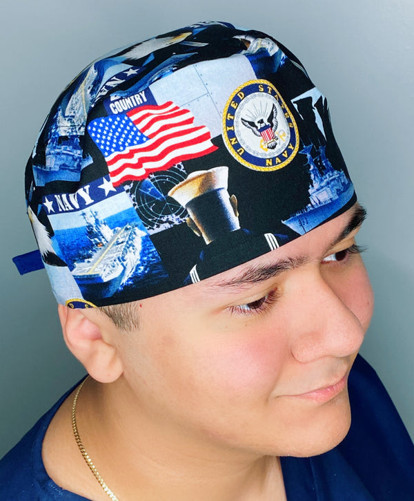 U.S. Navy USA Unisex Armed Forces Theme Scrub Cap
