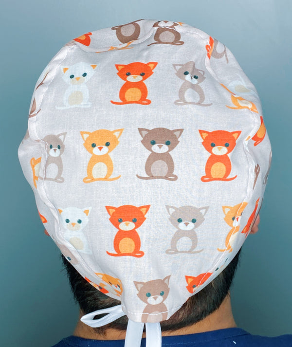 Adorable Cats on Beige Unisex Animal Scrub Cap