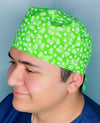 Small Daisies on Bright Green Floral Design Unisex Cute Scrub Cap