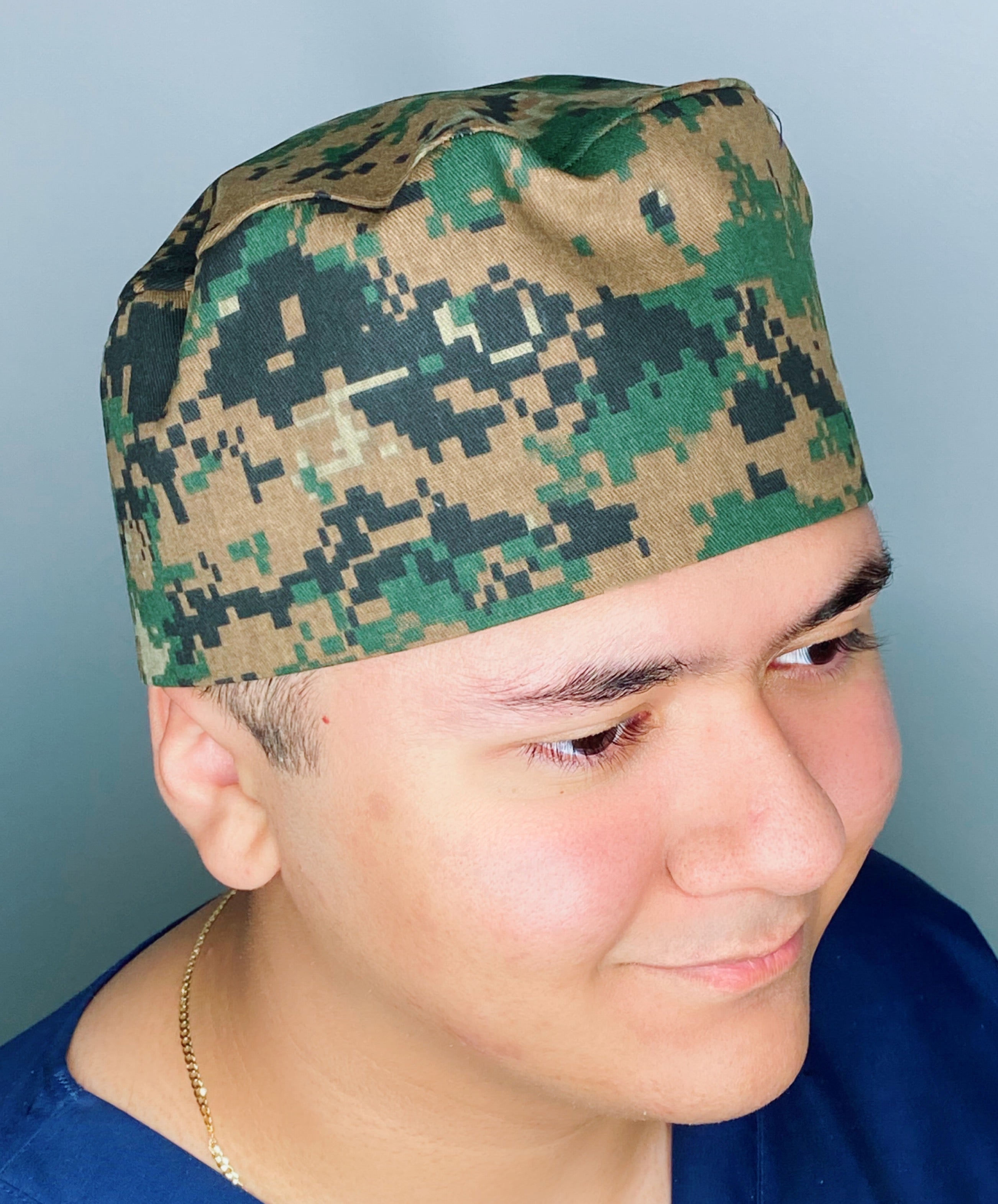 Green Camouflage Unisex Medical Theme Scrub Cap