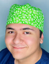 Small Daisies on Bright Green Floral Design Unisex Cute Scrub Cap