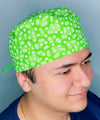 Small Daisies on Bright Green Floral Design Unisex Cute Scrub Cap