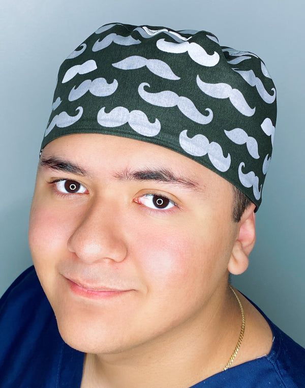 Mustaches on Black Design Unisex Cute Scrub Cap