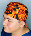 Vivid Flames Fire Design Unisex Cute Scrub Cap