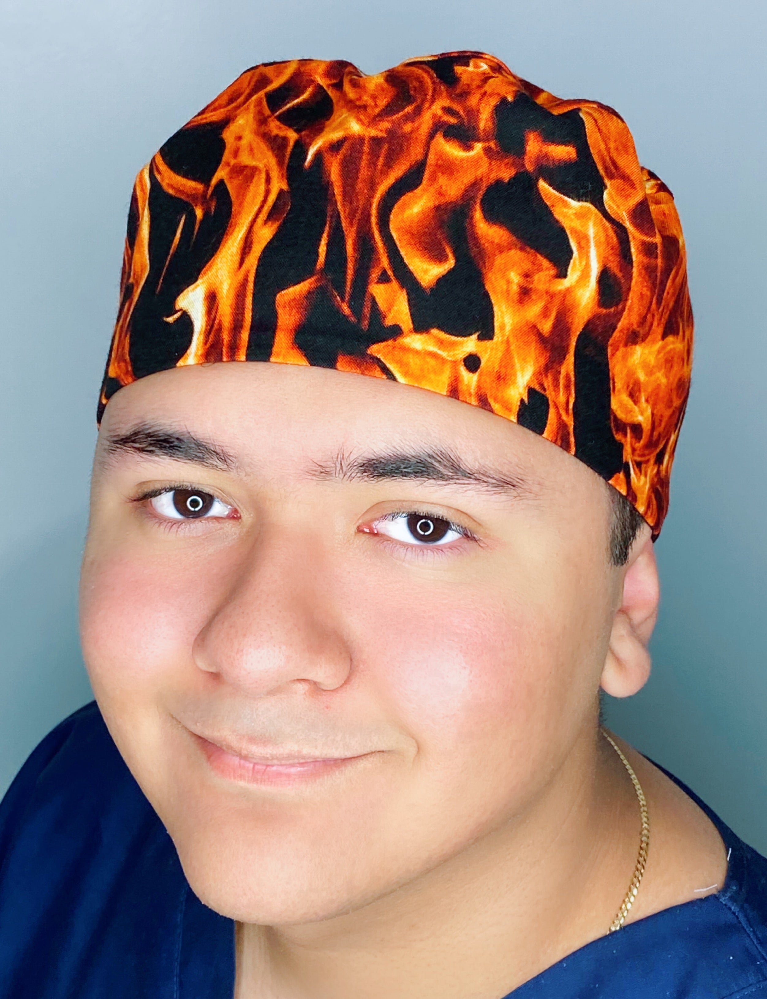 Vivid Flames Fire Design Unisex Cute Scrub Cap