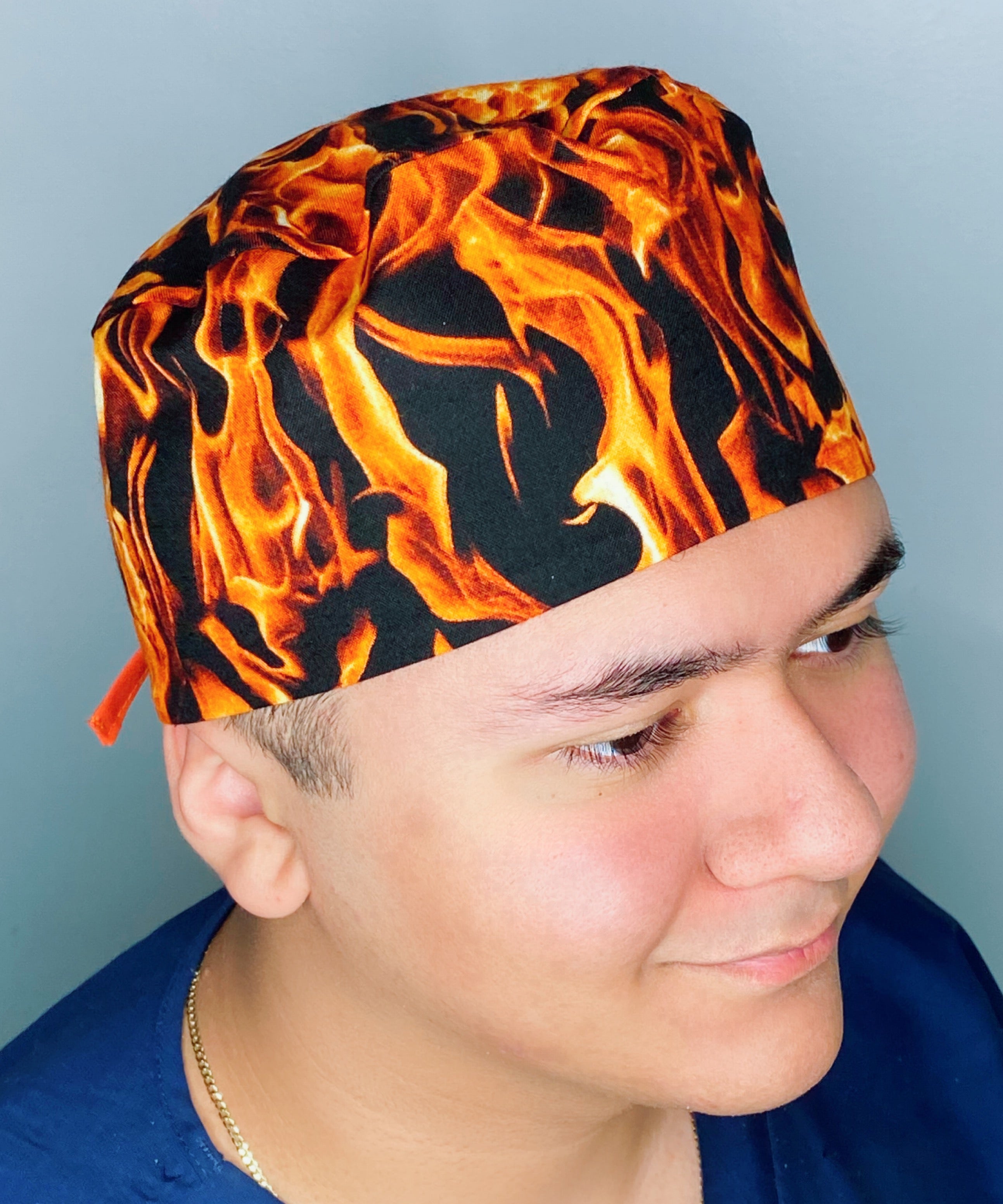 Vivid Flames Fire Design Unisex Cute Scrub Cap