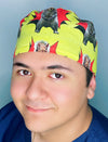 Pow Squirrels on Yellow Prints Unisex Animal Scrub Cap