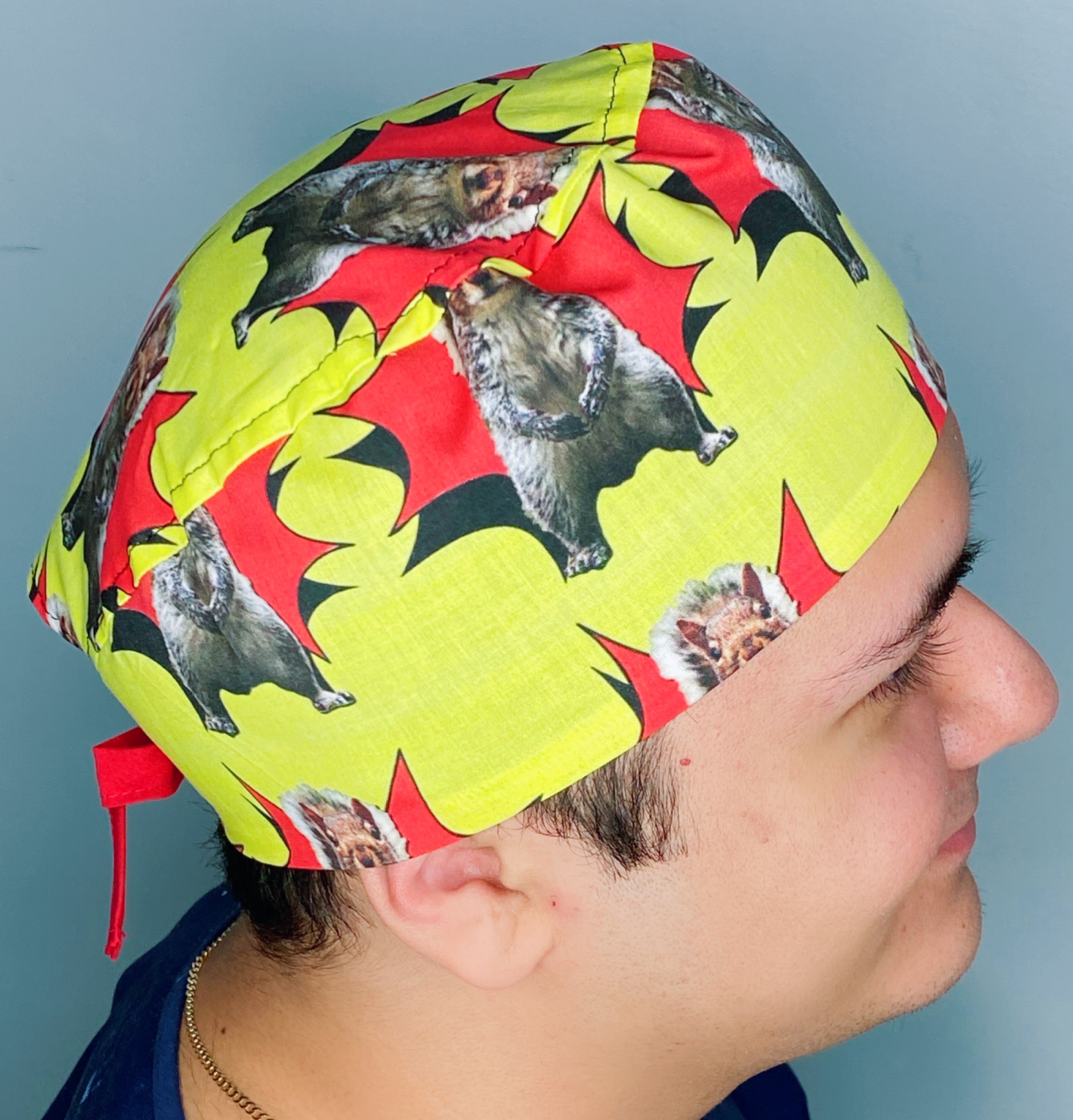 Pow Squirrels on Yellow Prints Unisex Animal Scrub Cap