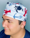 Nautical Beach Theme Crabs, Lobsters & Anchors Design Unisex Cute Scrub Cap