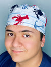 Nautical Beach Theme Crabs, Lobsters & Anchors Design Unisex Cute Scrub Cap