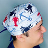 Nautical Beach Theme Crabs, Lobsters & Anchors Design Unisex Cute Scrub Cap