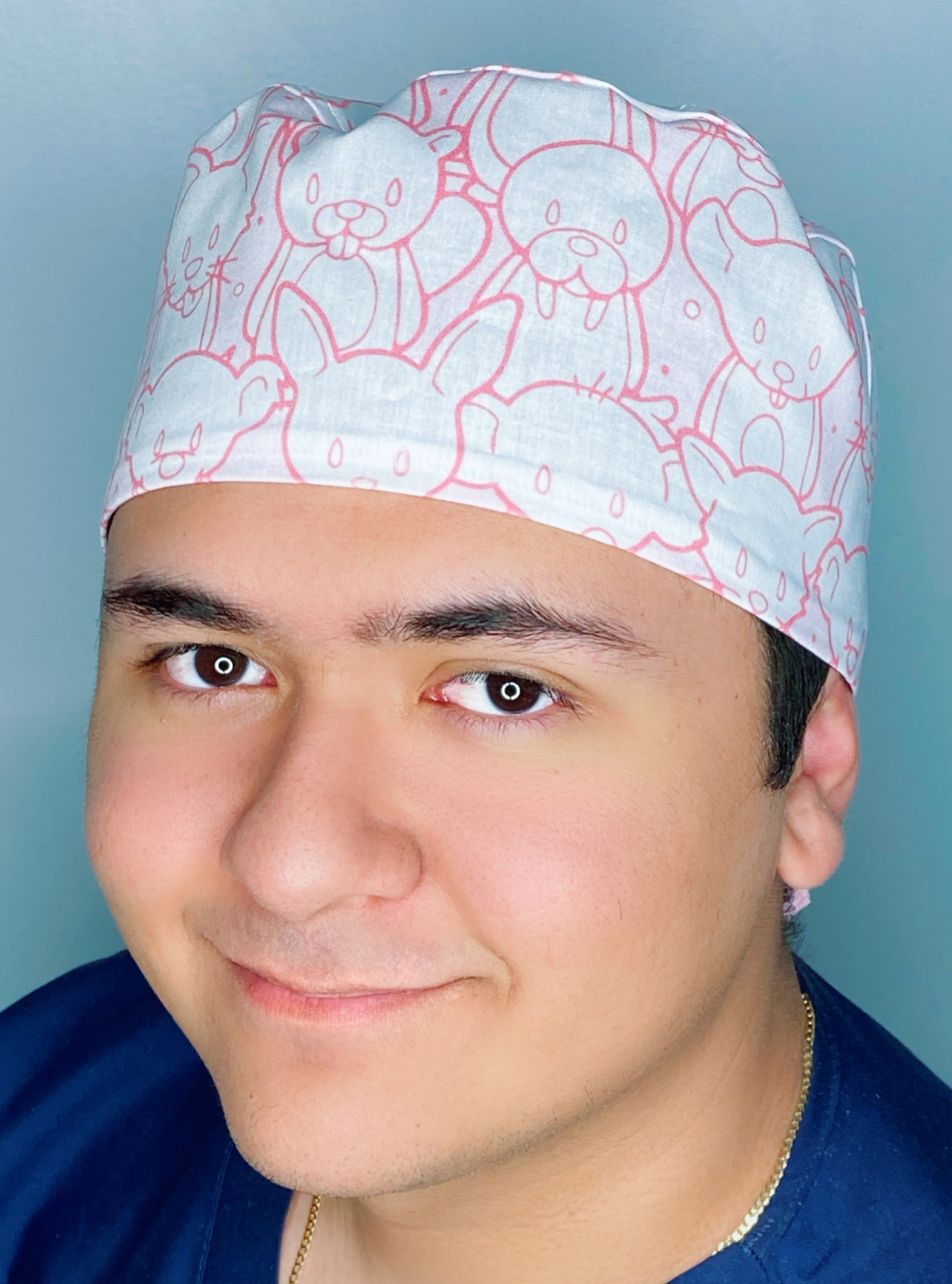 Pink Doodled Animals Unisex Animal Scrub Cap