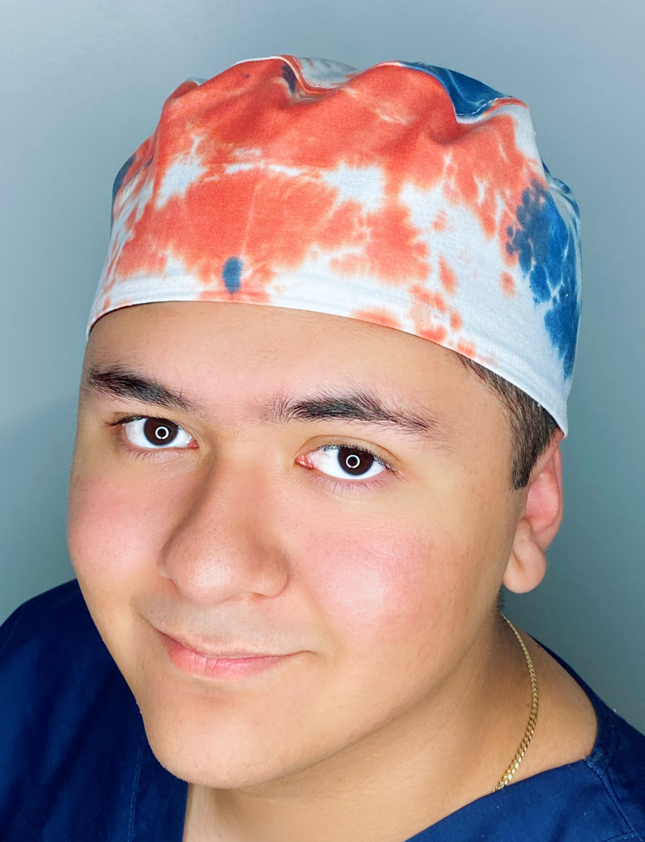 Blue & Orange Tie Dye Design Unisex Cute Scrub Cap