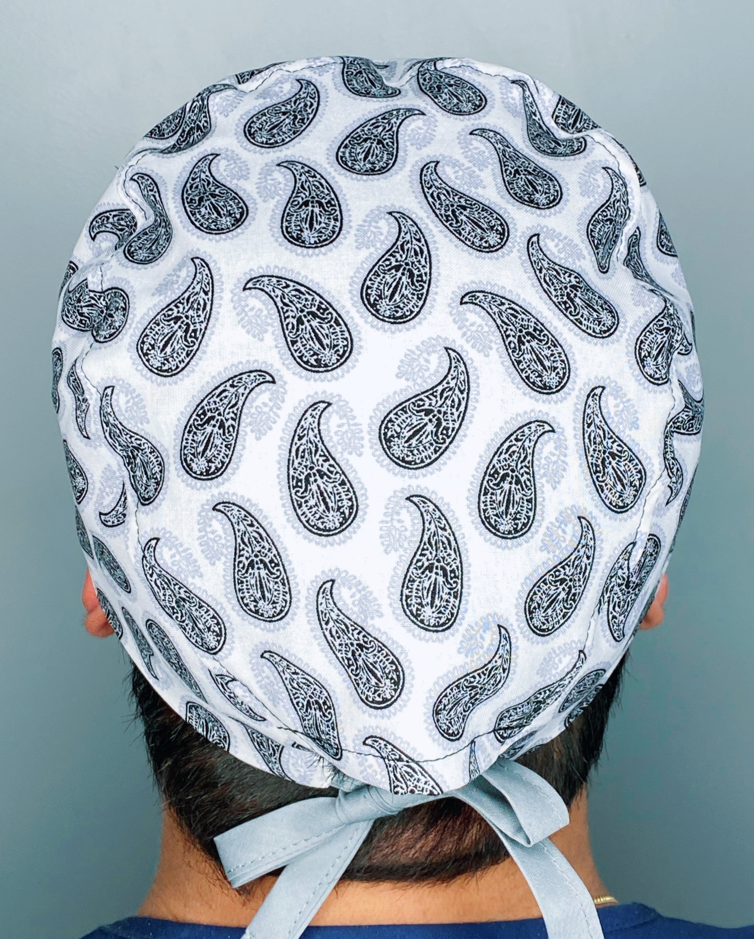 White & Grey Bandana Design Unisex Cute Scrub Cap