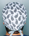 White & Grey Bandana Design Unisex Cute Scrub Cap