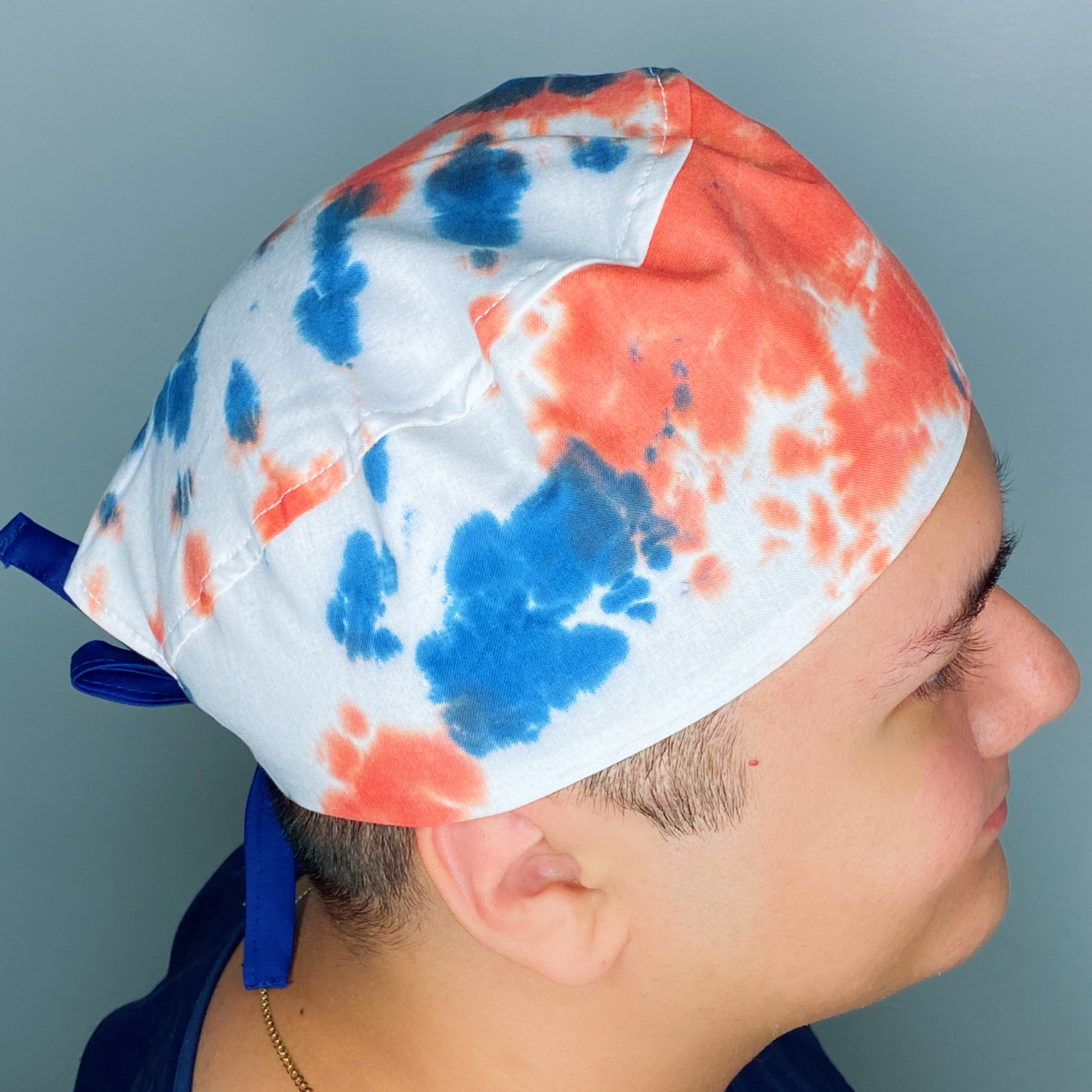 Blue & Orange Tie Dye Design Unisex Cute Scrub Cap