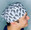 White & Grey Bandana Design Unisex Cute Scrub Cap