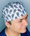 White & Grey Bandana Design Unisex Cute Scrub Cap