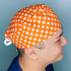 White Polka Dots on Orange Unisex Cute Scrub Cap
