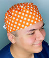 White Polka Dots on Orange Unisex Cute Scrub Cap