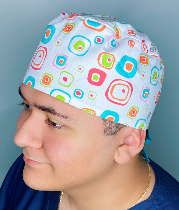 Cute Squares Geometric Shapes Design Unisex Cute Scrub Cap