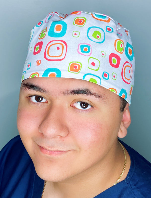 Cute Squares Geometric Shapes Design Unisex Cute Scrub Cap