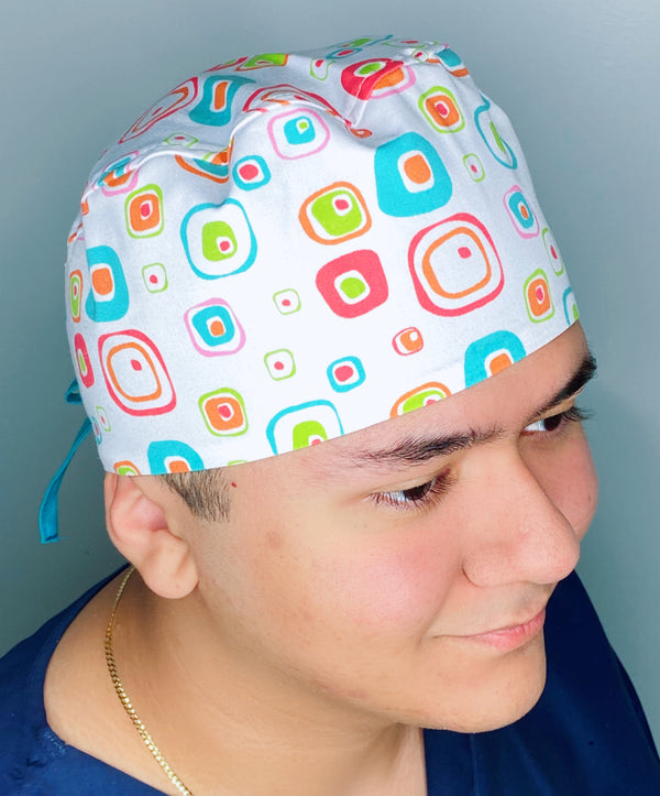 Cute Squares Geometric Shapes Design Unisex Cute Scrub Cap