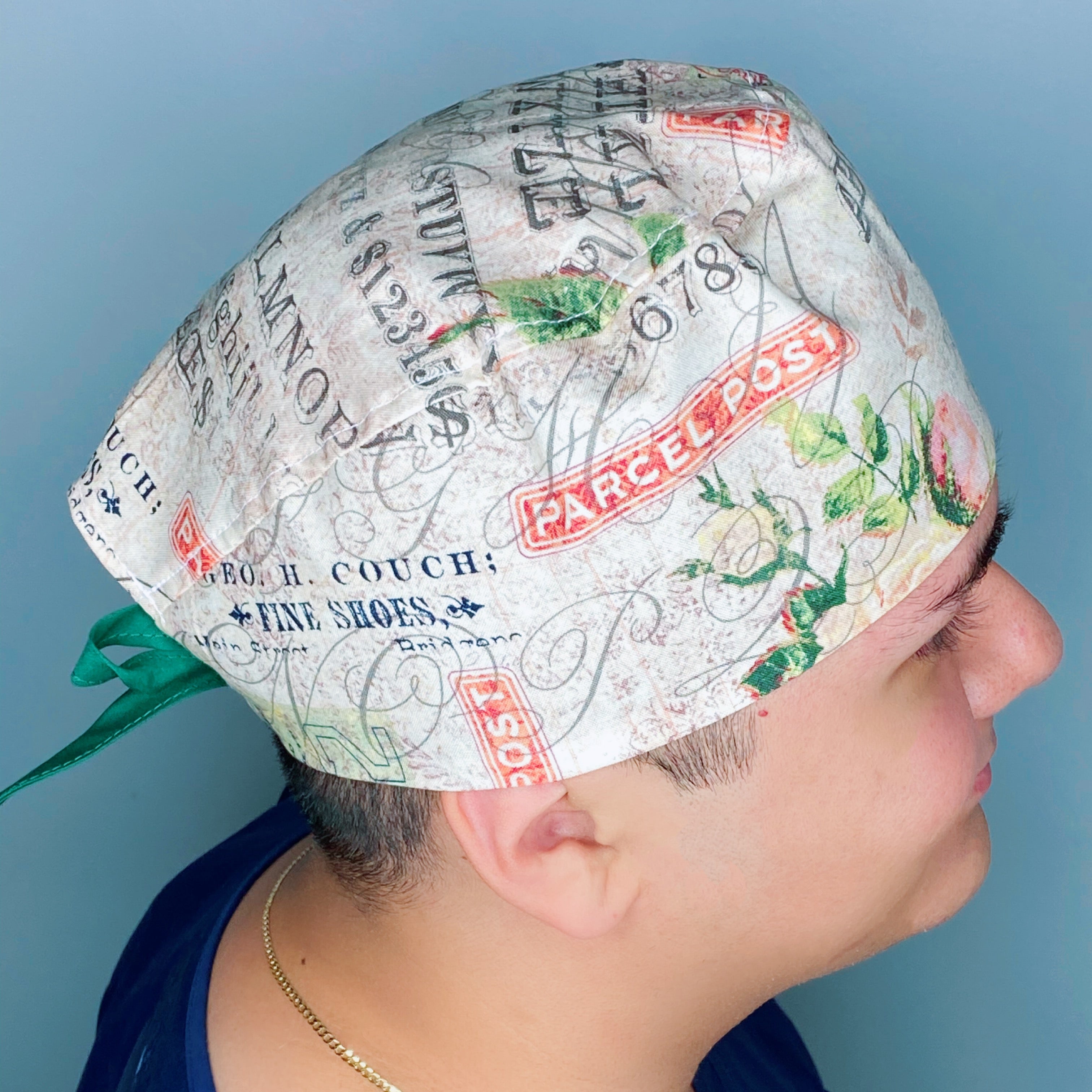 Elegant Roses Alphabet Floral Design Unisex Cute Scrub Cap