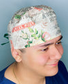 Elegant Roses Alphabet Floral Design Unisex Cute Scrub Cap