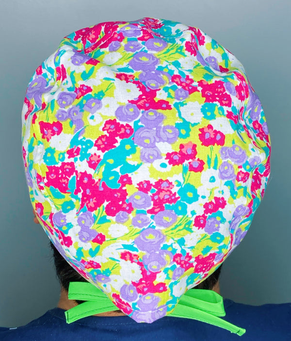 Beautiful Colorful Pastel Flowers Floral Design Unisex Cute Scrub Cap