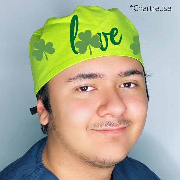 Love Clover Leaf Cute St. Patrick's Day Themed Custom Solid Color Unisex Scrub Cap