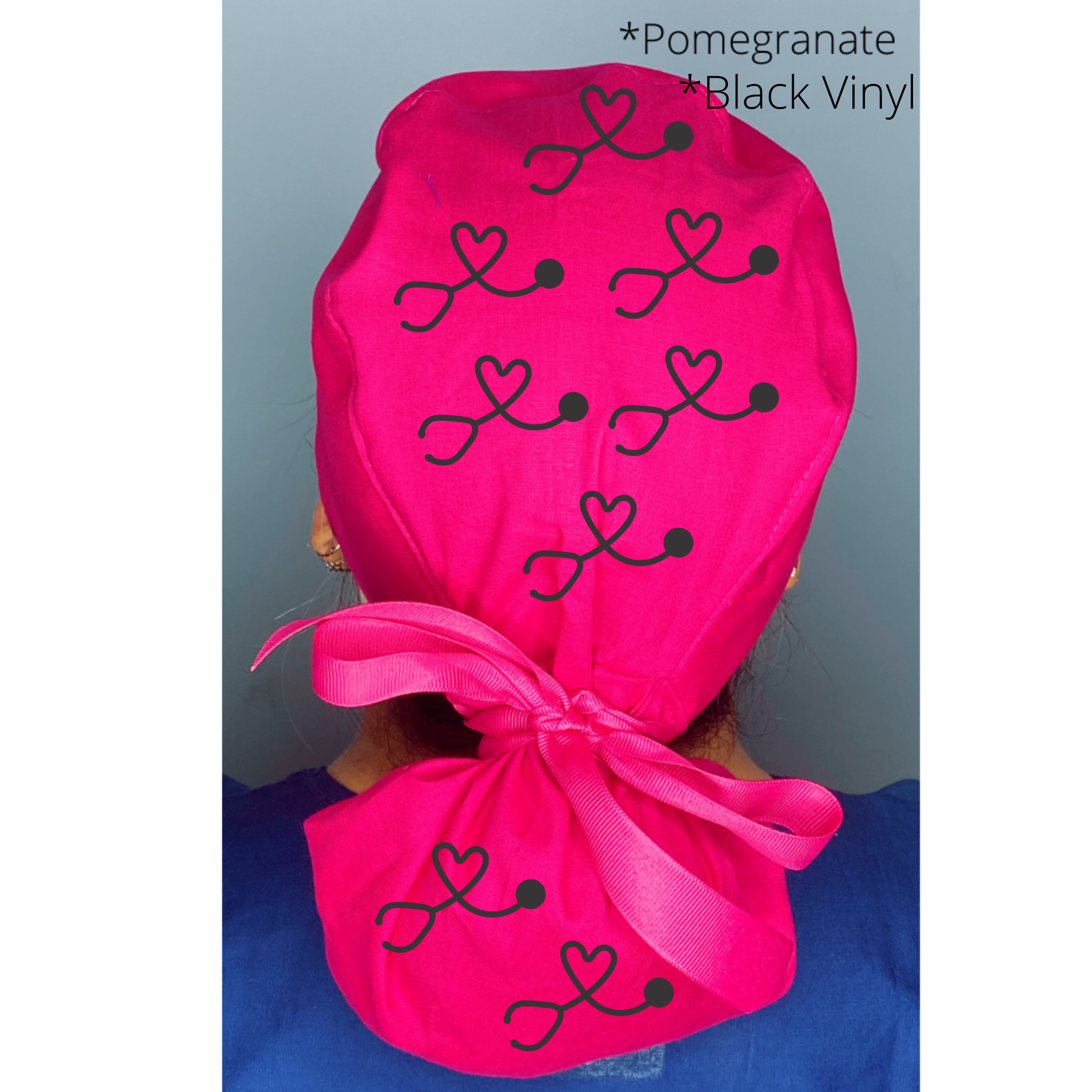 Heart Stethoscope Themed Solid Color Ponytail