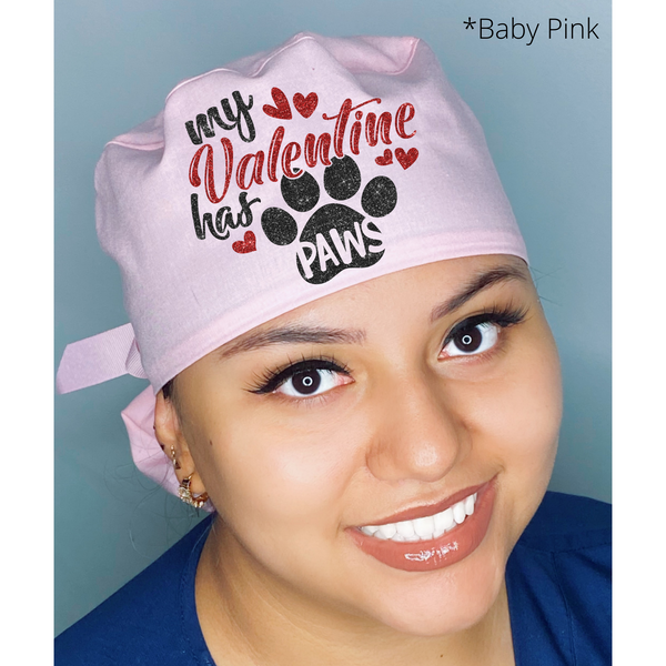 My Valentine Has Paws Dog Lover GLITTER Valentine's Day Themed Solid Color Ponytail