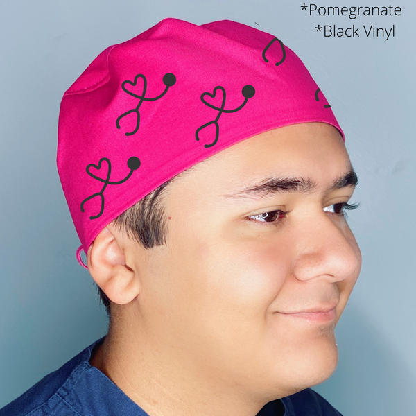 Heart Stethoscope Custom Solid Color Unisex Scrub Cap