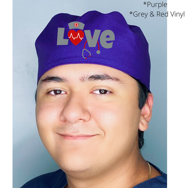 LOVE a Nurse Themed Custom Solid Color Unisex Scrub Cap