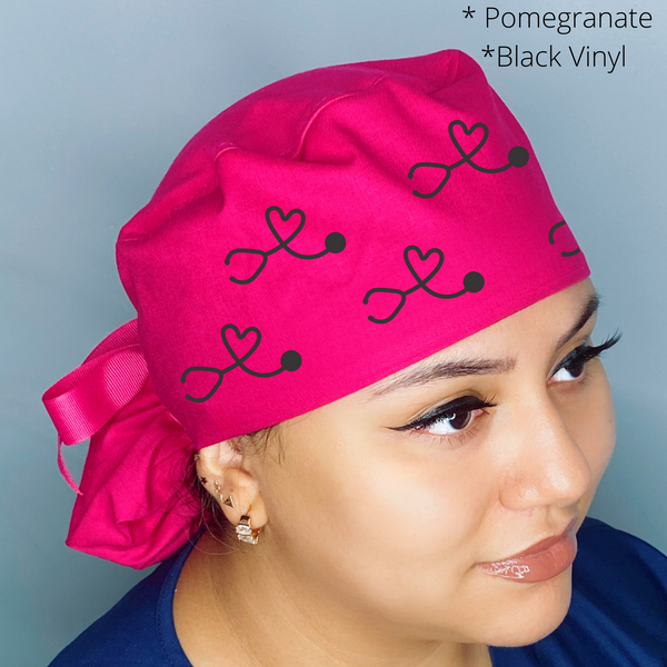 Heart Stethoscope Themed Solid Color Ponytail