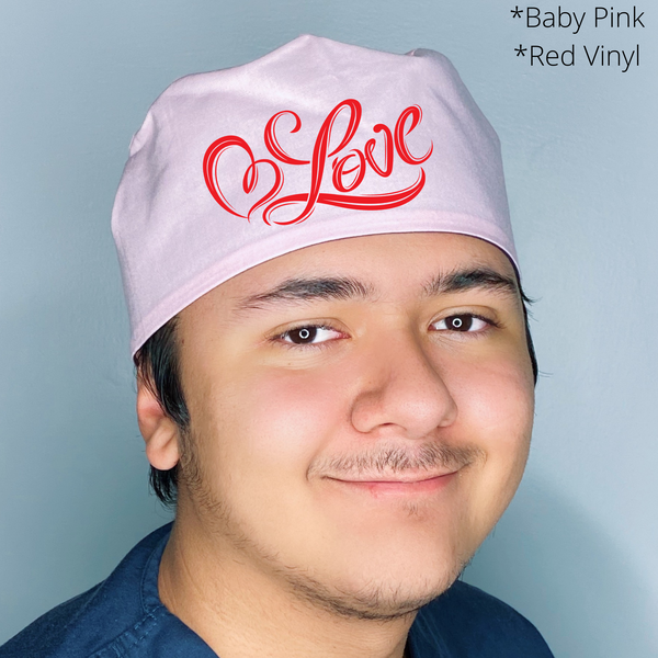 LOVE Valentine's Day Themed Custom Solid Color Unisex Scrub Cap