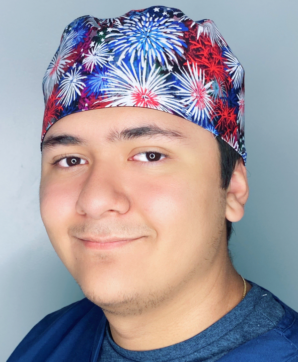 Fireworks Independence Day Unisex Holiday Scrub Cap