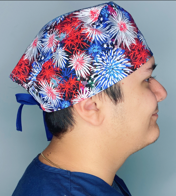Fireworks Independence Day Unisex Holiday Scrub Cap