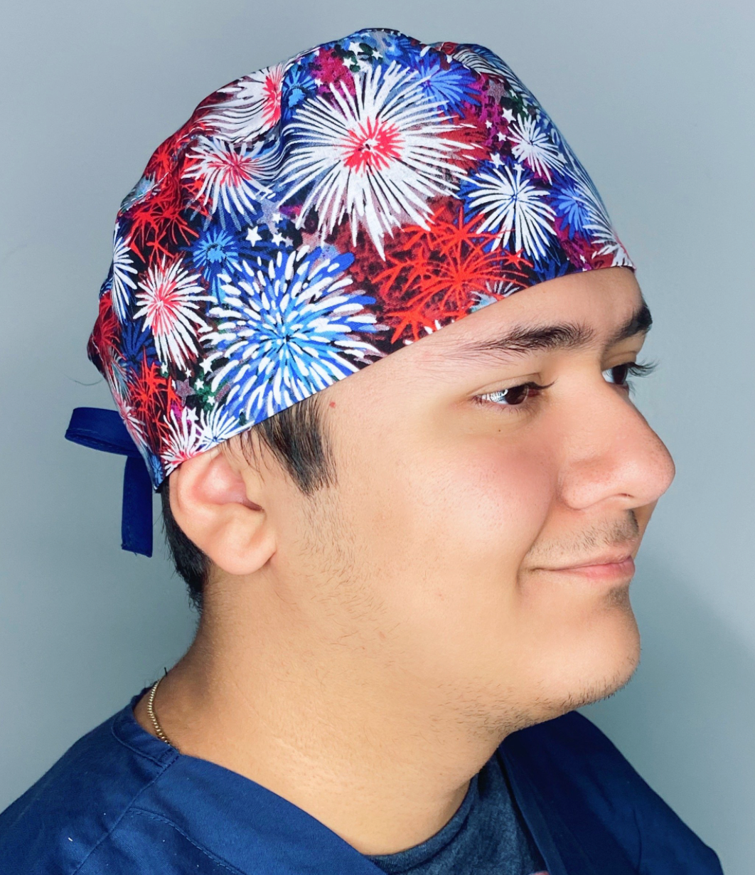 Fireworks Independence Day Unisex Holiday Scrub Cap
