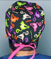 Colorful Cats on Black Halloween Unisex Holiday Scrub Cap
