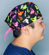 Colorful Cats on Black Halloween Unisex Holiday Scrub Cap