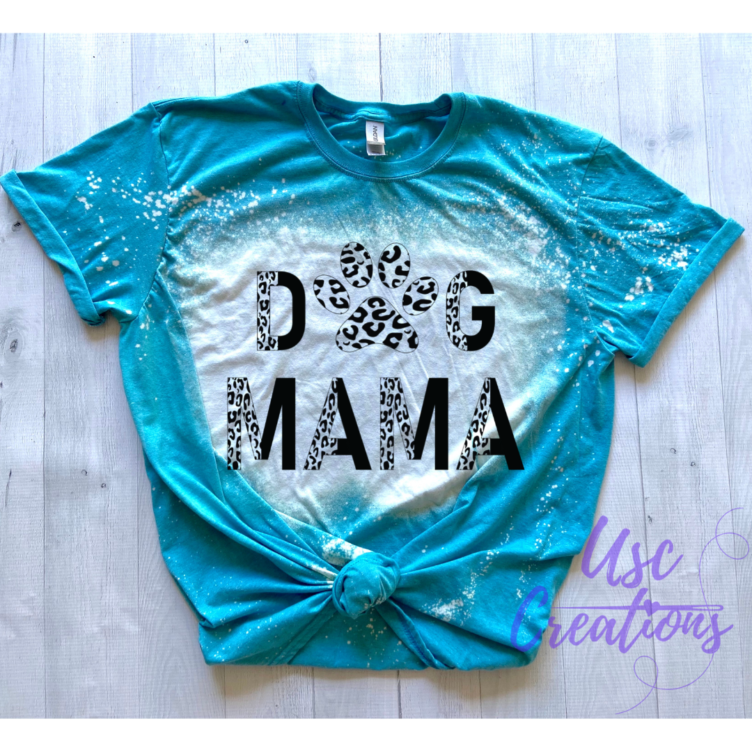 Dog MAMA Cheetah Print Bleached Unisex Soft Style T-Shirt