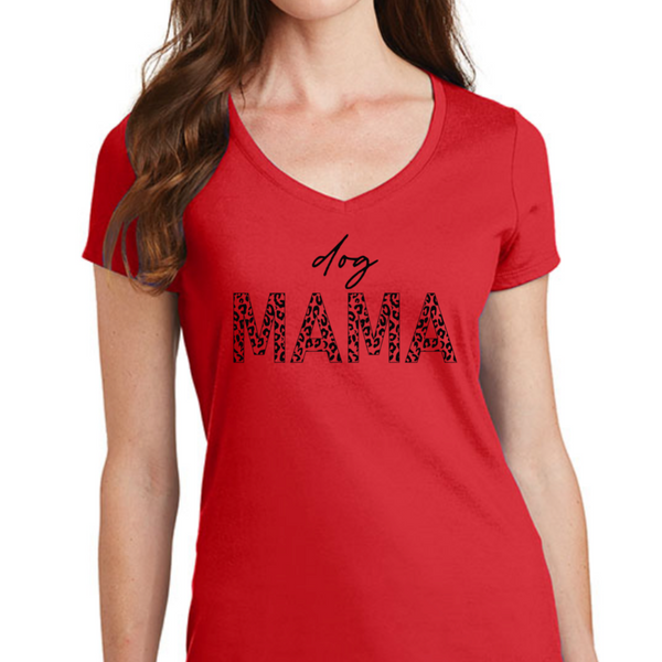 Dog MAMA Cheetah Print themed Women's Ideal V-Neck Tee